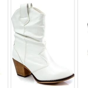 White Leather Western Boots